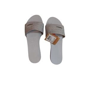 Havianas Silver Glitter Slides, 9/10